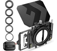 K&F Concept Matte Box with Two 4 x5.65" Filter Trays, Camera Matte Box with Carbon Top Flag, 5 Adapter Rings 67mm/ 72mm/ 77mm/ 82mm/ 95mm Lenses, Compatible with SmallRig NISI TIFFEN Filter Accessory