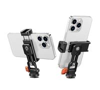 K&F Concept Metal Phone Tripod Mount, Universal Smartphone Stand with 2 Cold Shoe Mount, Adjustable Cellphone Holder for Horizontal and Vertical Shooting, Compatible with iPhone/Samsung and All Phones