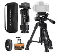 K&F Concept Mini Desk Tripod for Camera, 25'' Aluminum Tabletop Cellphone Video Tripods with Remote Control, Portable Travel Tripod for DSLR Cameras Camcorder Phone Projector Spotting Scope S233A0