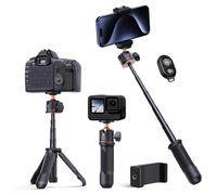 K&F Concept 34cm/13.4" Selfie Stick Tripod Mini Tripod for Smartphone with Phone Holder, Portable Vlogging Tripod with Bluetooth for Lightweight Camera, Fill Light