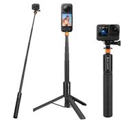 K&F CONCEPT MS21 Action Camera Tripod Selfie Stick, 120cm Invisible Extendable Portable Grip, Tripod Stand Compatible with Insta360 X5 X4, Go Pro Hero 13 12 11, DJI Osmo Action 5Pro 4 3, Pocket 3/4