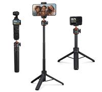 K&F CONCEPT 65cm/25.6" Selfie Stick Tripod with Cold Shoe, Compact Mini Tripod for Phone and Action Camera, Compatible with GoPro Hero 13/12/11, DJI Osmo Pocket 3/360/Action 5, Insta360 X5/X4