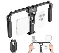 K&F Concept Phone Rig, Foldable Video Rig with 3 Cold Shoe Mounts, Compact Stabilizer Phone Cage with 1/4" Screw for Vlogging and Filming, Compatible with iPhone, Samsung, Google Smartphone
