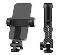 K&F CONCEPT Phone Tripod Mount with 2 Cold Shoe, Phone Holder for Tripod with 1/4" Thread, 360° Swivel and 180° Tilts Adjustable Mobile Phone Clip Compatible for iPhone and Android Phones