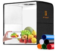 K&F CONCEPT Photo Studio Light Box 16"/40cm Portable Folding Ring Light, Photography Shooting Light Tent Kit Adjustable Brightness Lighting Kit Softbox with 112pcs LED Lights + 6 Backdrops（Black Tent）