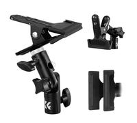 K&F CONCEPT Photography Reflector Holder, Photo Video Studio 5/8" Heavy Duty Metal Clamp Attachment, Light Stand Clip Mount with Umbrella Hole for Diffuser, Lighting