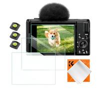 K&F CONCEPT Screen Protector Compatible with Sony Alpha ZV-E10 ZV-1 ZV-1 II | Camera Accessories 3 Pack, 0.3mm 9H Hardness Tempered Glass Anti-Scrach Screen Cover with Hot Shoe Cover & Cleaning Cloth
