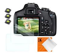 K&F Concept Screen Protector for Canon EOS Rebel T7 T6 T5 Camera Accessories 3 Pack, 0.3mm 9H Hardness Tempered Glass Anti-Fingerprint Anti-Scrach Bubble-Free, with Hot Shoe Cover and Cleaning Cloth