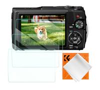 K&F Concept Screen Protector for Olympus TG-7 TG-6 TG-5 TG-4 TG-3 Camera Accessories 3 Pack, 0.3mm 9H Hardness Tempered Glass Anti-Scrach Bubble-Free, with 1 Microfiber Cleaning Cloth