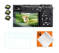 K&F Concept Screen Protector for Sony Alpha A6600 A6400 A6100 A6000 A5000 NEX 7 NEX 6 NEX 5 Camera 3 Pack, 0.3mm 9H Hardness Tempered Glass Anti-Scrach, with Hot Shoe Cover and Cleaning Cloth