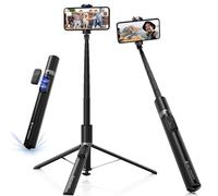K&F CONCEPT Selfie Stick for iPhone, Auto Open & Close Phone Tripod Stand Compatible with iPhone 17 Series, 360° Rotatable Selfie Stick with 9 Button Bluetooth Remote, Tripod for Cell Phone(Black)