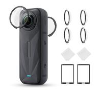 K&F Concept Standard Lens Guards Compatible with Insta360 X5 Accessories, High Transparency Tempered Optical Glass Lens Protector Cover with Screen Protector, Anti-Scratch Cap Replacement Kit