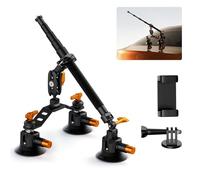 K&F CONCEPT Triple Suction Cup Car Mount with Magic Arm and Extension Pole, Action Camera Mounts with Action Cam Adapter Compatible with Osmo Action 6/Pocket 3, GoPro Hero 13, Insta360 X5