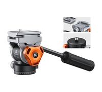 K&F Concept Tripod Fluid Head with Flexible 360° Pan & +90°/-90° Tilt, Arca Swiss Metal QR-Plate with 1/4" Screw, Bottom 1/4"+3/8" Thread Hole, Load Capacity 11lbs/5kg