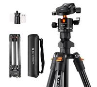 K&F Concept Tripod for Camera and Phone, 64 inch/163cm Aluminum Travel Outdoor Tripod with Metal Ball Head Load Capacity 10kg/22lbs, Phone Holder, for DSLR Cameras K234A0+BH-28L