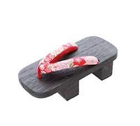 K-G-36-1 Red Sakura Flowers Black Japan Geta Wood Toe Separator High Heel Sandals Tabi Socks Geisha Kimono Yukata (Size 36/37) Manufacturer Size 38
