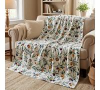 K.Garden Olive Branch Throw Blanket Soft Flannel Fleece Blanket Botanical Leaf Print Cozy Warm Lightweight Plush Blanket for Couch Sofa Bed Living Room Bedroom Machine Washable