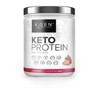 K-GEN™ Keto Collagen Protein Powder Advanced Strawberry Diet Multi Collagen Blend, Coconut MCT, Vitamin C+B6 with Stevia | UK Made for Keto & Paleo | Low Carb Zero Sugar & Gluten