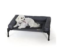 K&H Pet Products Bolster Dog Cot Cooling Indoor/Outdoor Elevated Dog Bed Hammock with Removable Bolsters, Washable Mesh Cover, Raised Camping Dog Bed for Medium Dogs - Charcoal Medium 25" X 32"