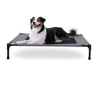 K&H Pet Products Cooling Elevated Dog Bed Outdoor Raised Cot with Washable Breathable Mesh, No-Slip Rubber Feet, Portable Cot Indoor Outdoor, Large Grey/Black Mesh