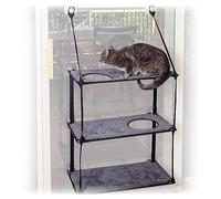 K&H Pet Products EZ Mount Window Kitty Sill Triple Stack Gray 12 X 23 Inches