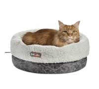 K&H Pet Products Heated Cat Bed Indoor, Thermo-Snuggle Cup Bomber Soft Heated Pet Bed for Large Indoor Cats and Small Dogs, Machine Washable, Waterproof Heated Pad, Safety Listed - 14x18in Gray