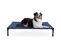 K&H Pet Products Outdoor Elevated Dog Cot, Breathable Cooling Elevated Cot Hammock Pet Bed for Large Dogs, Washable Mesh Cover, Raised Metal Frame, Collapsible, Portable - Large 42 X 30in Blue