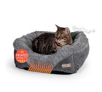 K&H Pet Products Thermo-Pet Lounge Sleeper Indoor Heated Pet Bed for Cats & Dogs, Bolstered Warm Calming Pillow Bed, Waterproof Heated Pad, Machine Washable, Safety Listed - Small 20.5 X 19.5in