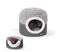 K&H Pet Products Thermo-Pet Nest Heated Cat Bed for Indoor Cats & Kittens, 2-in-1 Heated Cat Cave & Cuddler, Gray, Small 18 X 15 Inches