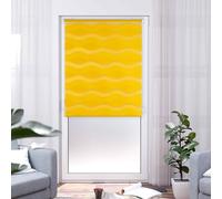 K-Home Klemmfix Double Roller Blind, Wave, No Drilling Required, Yellow, 110 cm x 200 cm (W x L)