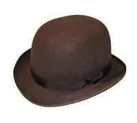 K.I. Wool Hand Made Round Top Hard Bowler Hat in Brown with Satin Lining (Large (59cm))
