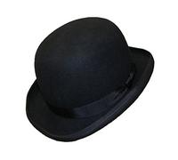 K.I. Wool Hand Made Round Top Hard Bowler Hat in Navy Blue with Satin Lining (Large (59cm))