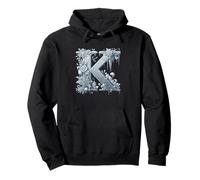 K Icy Winter Letter Floral Fantasy Pullover Hoodie