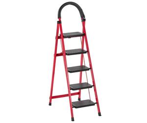 K IKIDO Folding Step Ladder, Ladder with Handrail, 5 Steps - Non-Slip, Easy to Store, Wide Steps, Suitable for Kitchen, Household & Living, Load Capacity up to 150 kg