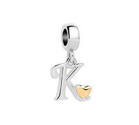 K Initial Letter Gold Heart Charm for Pandora Charms Bracelets Name Alphabet Birthday Jewellery Gift for Women Daughter Granddaughter Sister Friendship