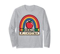 K is for Kindergarten Rainbow Pencil Design Long Sleeve T-Shirt