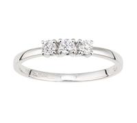 (K) Jewelco London 18ct White Gold Round 8pts Diamond Round 12pts Diamond 3 Stone Trilogy Engagement Ring - DR1AXL664W18