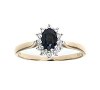 (K) Jewelco London 9ct Yellow Gold Sapphire & Diamond Cluster Ring - PR0AXL5244YSA