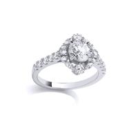 (K) Jewelco London Ladies Rhodium Plated Sterling Silver Marquise CZ Shoulder Set Assorted Halo Cluster Cocktail Ring - GVR978