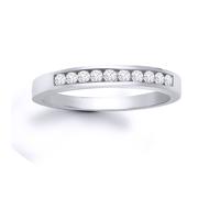 (K) Jewelco London Ladies Solid 9ct White Gold Channel Set Round H I1 0.25ct Diamond Dainty Band Eternity Ring 3mm - 9R028