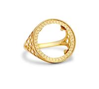 (K) Jewelco London Men's Solid 9ct Yellow Gold Basket 10th Ounce Krugerrand Brittania Coin Mount Ring - JRN168-T