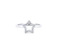 Jewelco London Women's Silver Round CZ Super Star Outline Encrusted Charm Ring - ARN185 in White | Size: K Jewelco London White K