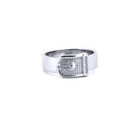 Jewelco London Silver Round CZ Hammered Belt Buckle Ring | Size: K Jewelco London Silver K
