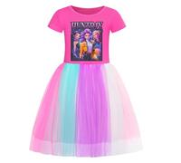 K-K Pop D-Demon H-Hunters Dresses for Girls Tulle Maxi Dresses Comfortable & Soft Flutter Sleeve Dress Stylish A-Line Festive Party Dress Girls Casual, for Travel Vacation Daily Watermelon Red