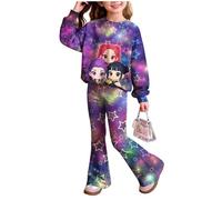 K-K Pop D-Demon H-Hunters Girls Clothes, Kids Printed Outfit 2-Piece Set, Long-Sleeve Non-Hooded Sweatshirt & Flare Pants, Fashion Girls Clothing, Gifts for Girl, Durable