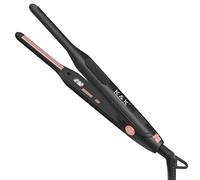 K&K Upgrade Pencil Straighteners Mini Straight and Curler Hair Straightener Thin Ceramic Floating Plate Auto Shut Off Flat Iron for Women Short Hair Men Beard 0.3 Inch (Black)