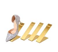 K KAIDIYIN Shoe Display Stand 4 Pcs Gold Shoes Display Riser Stainless Steel Heels Display Racks Mens Shoe Rack Retail Shopping Malls Store Shoe Display Storage Organizer