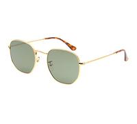 K KAREZOG Sunglasses for Women Men,Retro Hexagonal Sun Glasses 100% Real Glass Lens,Vintage Rectangle Sunglasses Metal Frame Flat Lens Sunglass,51MM/54MM