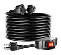 K KASONIC - 50 FT Extension Cord with Switch, 14/3 AWG Gauge 1875W/15A Grounded Outlets 3 Prong Plugs with Safety Cover, Heavy Duty Cable On/Off Waterproof Switch,ETL Listed