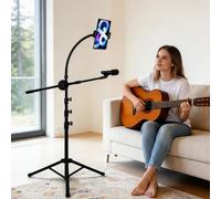 K KASONIC Microphone Stand with Tablet Phone Holder, Adjustable Tripod